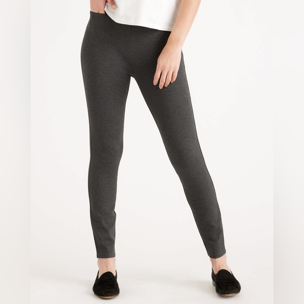 American Giant Ponte Slim Pants Pull On Skinny Mid Rise Gray